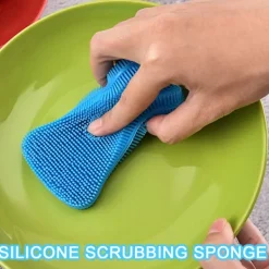 New 4 stycken (gul+blå+grön+rosa) Silikon Skrubbsvamp Disk