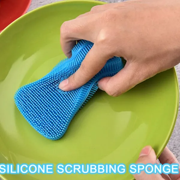 New 4 stycken (gul+blå+grön+rosa) Silikon Skrubbsvamp Disk