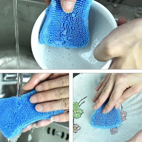 New 4 stycken (gul+blå+grön+rosa) Silikon Skrubbsvamp Disk