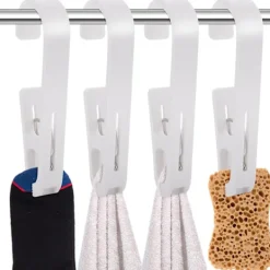 New 4 Stycken Hängande Klämmor Krokar, Tvättkrokar med Klämmor Stövelhängare för Garderob Plast för Badrum Garderob Hattar Handduk Strumpor