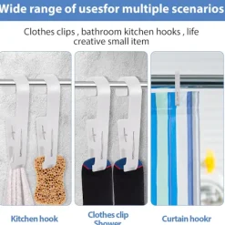 New 4 Stycken Hängande Klämmor Krokar, Tvättkrokar med Klämmor Stövelhängare för Garderob Plast för Badrum Garderob Hattar Handduk Strumpor