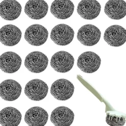 Outlet 20 Stycken Rostfria Stål Skursvampar Rostfri Ståltråd Kökspanna