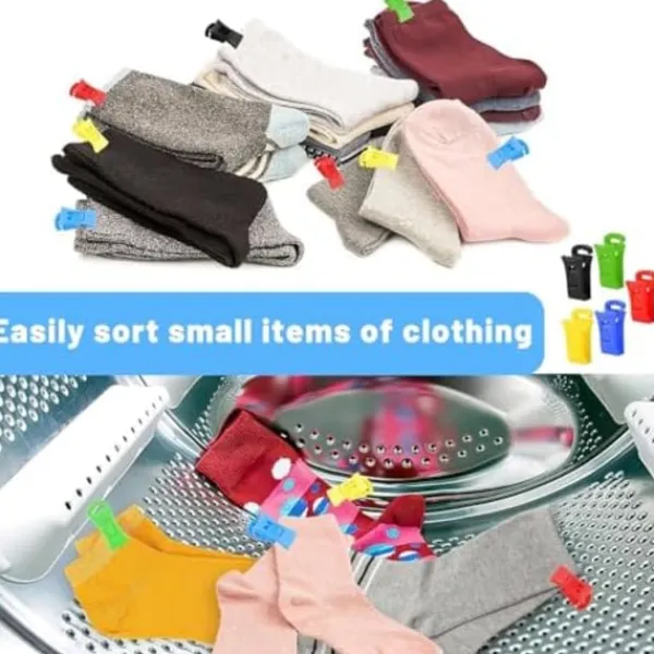 Best 50 Stycken Sock KlämmorSock Klämmor för Tvättmaskin och Torktumlare Sock Klämmor med Hängande KrokarMultifunktionell Sock Klämma Kläder