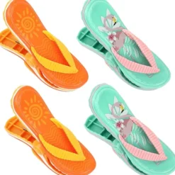 Clearance 4 Stycken Strandhandduksklämmor, Toffelhandduksklämmor för Solstolar, Stora Tvättklädnypor, Strandklämmor för Handdukar Tvätt Solbädd