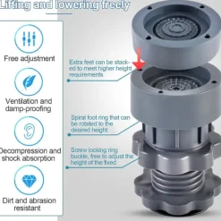 Clearance 4 stycken tvättmaskins anti-vibrationsmattor, justerbara tvättmaskins anti-vibrationsdynor, anti-vibrationsfötter för tvättmaskin