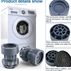 Clearance 4 stycken tvättmaskins anti-vibrationsmattor, justerbara tvättmaskins anti-vibrationsdynor, anti-vibrationsfötter för tvättmaskin