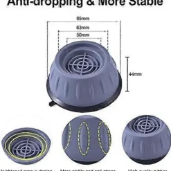 Discount 4 Stycken Tvättmaskinsfötter med Gummikudde, Anti-vibrationsfötter för Tvättmaskiner och Torktumlare, Anti-vibrationskuddar L