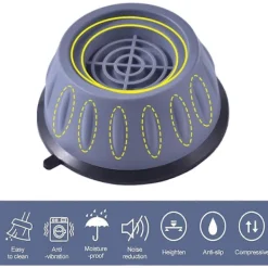 Discount 4 Stycken Tvättmaskinsfötter med Gummikudde, Anti-vibrationsfötter för Tvättmaskiner och Torktumlare, Anti-vibrationskuddar L