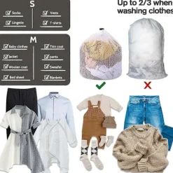 Outlet 2 Stycken Tvättsäck med Dragsko, Mesh Tvättsäck för Tvättmaskin, Mesh Tvättsäck (20x24/24x32 tum)