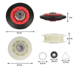 Clearance DMstore 4392067 Torktumlare Reparationskit &w10837240 Torktumlare Idler,279640 Idler Rulle Kompatibel Whirlpool,ersätter 4BY As shown