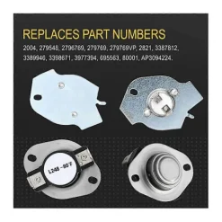 Outlet 279769 Torktumlare Värme Termisk Avstängningssats Kompatibel med 3389946, 3398671, 3977394, 695563, AP30942