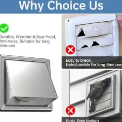 Discount 6 tum Torktumlarens Ventilationslock Utomhusvägg med Dämpad Backventil, Extern Utblåsningsväggventil, Rostfritt Stål Ventilationslock