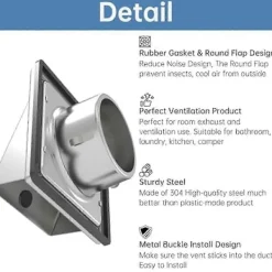 Discount 6 tum Torktumlarens Ventilationslock Utomhusvägg med Dämpad Backventil, Extern Utblåsningsväggventil, Rostfritt Stål Ventilationslock