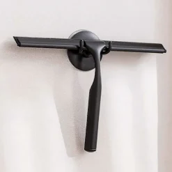 Best 10 tums fönsterskrapa, rostfri duschskärmsskrapa med stark sugkoppskrok för badrum, kök, spegel, bil, fönster- och glasrengöring