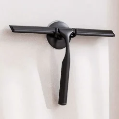 Online 10 tums fönsterskrapa, rostfri duschskärmsskrapa med stark sugkoppskrok för badrum, kök, spegel, bil, fönster- och glasrengöring