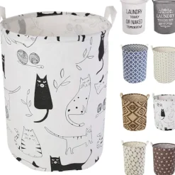 19,7" Tvättkorg, Hopvikbar Förvaringskorg Med Lätta Bärhandtag, Vattentät Rund Bomull Linne, För Babyprodukter, Leksaker, Sovrumskorg