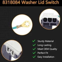 Online 8318084 Tvättmaskin Lockbrytare Ersättningsdel Kompatibel med WhirlPool KenMore-Perfet
