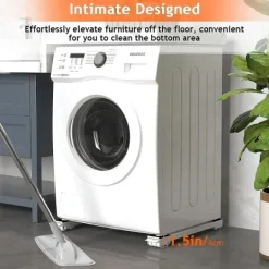 New 2 Tvättmaskinsställ med hjul, kompatibla med tvättmaskin, kylskåp, torktumlare, frys, stöder upp till 300 kg, 24 hjul, broms ingår [YDE]