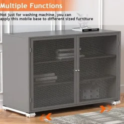 New 2 Tvättmaskinsställ med hjul, kompatibla med tvättmaskin, kylskåp, torktumlare, frys, stöder upp till 300 kg, 24 hjul, broms ingår [YDE]