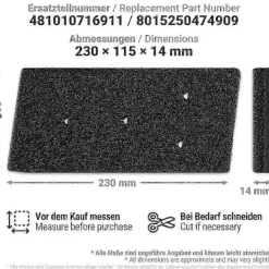Sale 2 x Filter för Bauknecht Privileg Whirlpool HX 481010716911 Torktumlare, 230 x 115 x 14 mm
