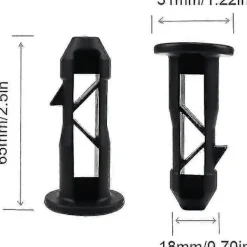 Best 65 X 18mm Förpackning med 10 Svarta Plastgångjärnstappar för Soptunne-lock för 240l Hushålls- och Kommersiella Soptunnor [DB]