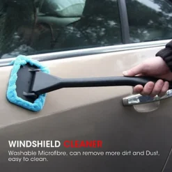 Outlet 1:a Mikrofiber Bilfönsterrengöringsborste Långt Handtag Vindruterengöringsverktyg Ljusblå
