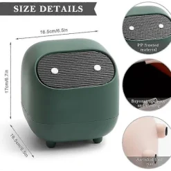 Best Acsergery Mini Skrivbords Papperskorg Dubbellagers Tryckknapp Liten Soptunna Ninja Present