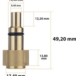 Rosfix Adapter Bayonet för Hogtryckstvätt – Mässing | 1/4" Invändig Gänga | Kompatibel med Lavor Vertigo, Parkside PHD