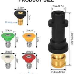 New Adapter för högtryckstvätt, 1/4 snabbkoppling kompatibel med Karcher K2-K7, med 5-pack flerstegsmunstycken, tillbehörssats för högtryckstvätt