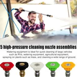 Online Adapter för högtryckstvätt till Karcher K2 K3 K4 K5 K6 K7, Karcher snabbkoppling med 5 munstycken med olika vinklar, 1/4 tum 2,5 GPM 3000 PSI