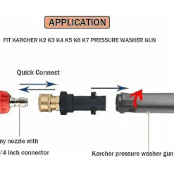 Adapter för högtryckstvättpistol med 1/4'' snabbkoppling honanslutning för Karcher K-serien -a