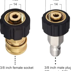 Online Superp Adapterset för högtryckstvättsslang, M22 till 3/8 snabbkoppling för högtryckstvättareslang, 5000 PSI