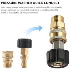 Adapterset för högtryckstvätt, snabbkoppling, M22 14mm vridbar till M22 metrisk anslutning, m22-14 vridbar +