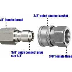 Clearance Adapterset för högtryckstvätt, snabbkopplingskit, honkoppling, rostfritt stål, 5000 PSI
