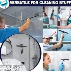 Clearance EURL Allround Duschskrapa: 25 cm Blad, Hållbart Rostfritt Stål, Ergonomiskt Handtag, Självhäftande Förvaringskrok, Rengöring Utan Ränder, Multi-Yta