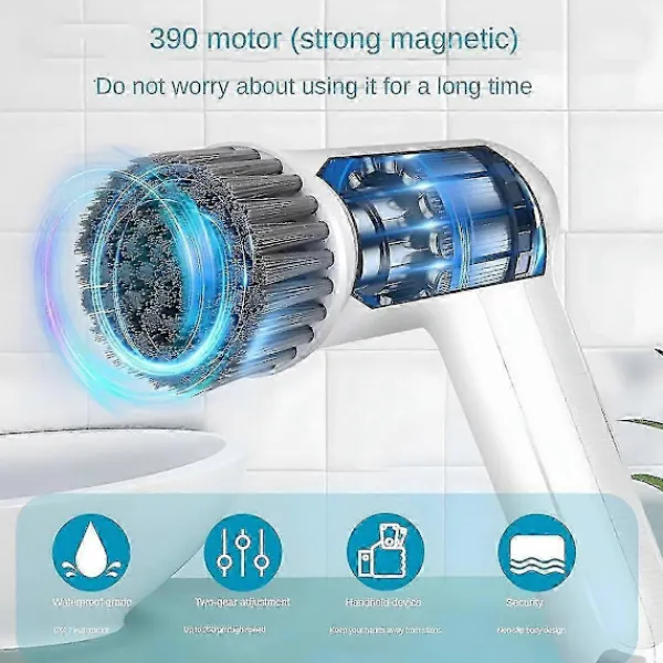 Online AURA Elektrisk Roterande Golvskrubber, Sladdlös Elektrisk Duschgolvskrubber Handhållen Rengöringsborste För Golv, Kök(a)