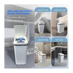 Hot Automatisk Beröringsfri Badrumspapperskorg med Lock Vit Smal Smal Plast Smart Rörelsesensor