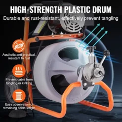 Hot DUOKU Avloppsrengöringsmaskin-- 75FT x 3/8 Tum- Bärbar Avloppsorm- för rör från 2