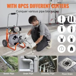 Hot DUOKU Avloppsrengöringsmaskin-- 75FT x 3/8 Tum- Bärbar Avloppsorm- för rör från 2