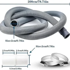 Best Avloppsslangförlängning för tvättmaskiner, 2 m avloppsslang universell tvättmaskinslang, avloppsslang D