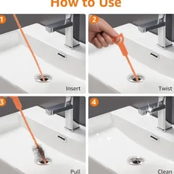 Best Avloppsstoppborttagare, flexibel orm för att effektivt rengöra hår och skräp från diskho och badkar, 50 cm, 12-pack