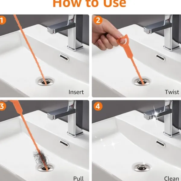 Best Avloppsstoppborttagare, flexibel orm för att effektivt rengöra hår och skräp från diskho och badkar, 50 cm, 12-pack
