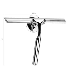 Badrumsdusch Squeegee Klar Glasväggsrengörare Badrum Rostfritt Stål Med Sugkoppsförvaring - 10 tum, Krom