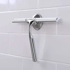 Badrumsdusch Squeegee Klar Glasväggsrengörare Badrum Rostfritt Stål Med Sugkoppsförvaring - 10 tum, Krom