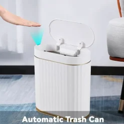 Outlet Badrumspapperskorg med lock, automatisk papperskorg, smal smart papperskorg, 8 liters smal rörelsesensor papperskorg för sovrum, badrum, kontor