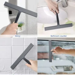 Badrumsskrapa, Silikon Duschskrapa Grå Fönsterskrapa Med Hängande Hacke För Glas För Badrumsrengöring Fönster Skärmtorkare Rengörare