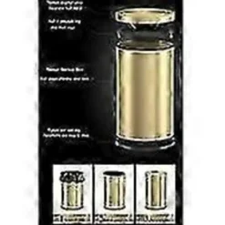 New Badrumstunna med svänglock, 9l liten tunna, metalliskt guld stål, 20 x 31cm - JZ