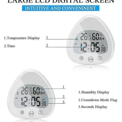 Badrumsur, LCD Digital Alarm med Vattentät Touch Duschur, Timrar Termometer Bärbar