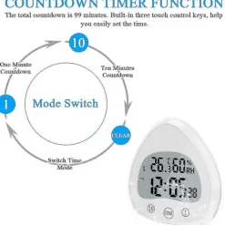 Badrumsur, LCD Digital Alarm med Vattentät Touch Duschur, Timrar Termometer Bärbar