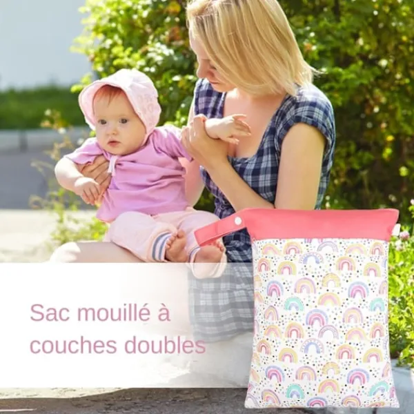 Hot Badväska för våta kläder, vattentät väska för våta kläder med 2 blixtlåsfickor, återanvändbara tvättpåsar